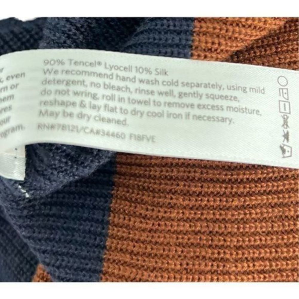 Eileen Fisher Silk Blend Sweater Small Contrast Stripe Colorblock Pullover size - Picture 8 of 9